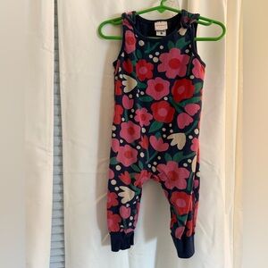 Hanna Andersson Navy and Pink Floral overalls